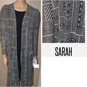 LuLaRoe Sarah Womens Small Black White Duster Long Cardigan Long Sleeve NWT